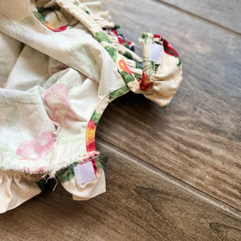Longaberger Fruit Medley Medium Boardwalk Basket Ruffle Pocket Fabric Liner